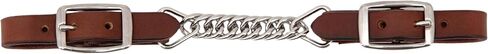 Jeereal Flat Bridle Leather Curb Strap | Leather Single Flat Stainless Steel Chain Link Chain Curb Strap in Saudi Arabia
