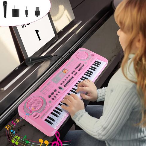 لوحة مفاتيح البيانو للأطفال المبتدئين، لوحات مفاتيح البيانو الرقمية الكهربائية المحمولة، 61 لعبة الآلات الموسيقية الرئيسية مع ميكروفون، هدايا عيد الميلاد وأعياد الميلاد للفتيات والأولاد in Kuwait