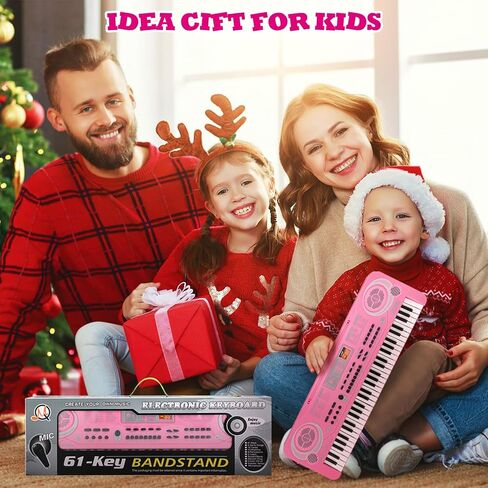 لوحة مفاتيح البيانو للأطفال المبتدئين، لوحات مفاتيح البيانو الرقمية الكهربائية المحمولة، 61 لعبة الآلات الموسيقية الرئيسية مع ميكروفون، هدايا عيد الميلاد وأعياد الميلاد للفتيات والأولاد in Kuwait