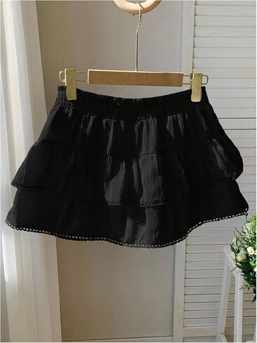 Verdusa Women's Summer Textured Tiered Layered Mini Skirts Flowy Fairycore Ruffle Short Skirt in Saudi Arabia