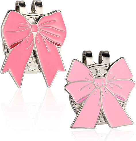 2pcs Magnetic Golf Ball Markers, Pink Bow Golf Ball Marker Hat Clip Strong Magnetic Cute Decoration Accessory for Hat Bags Women Golfer in Saudi Arabia