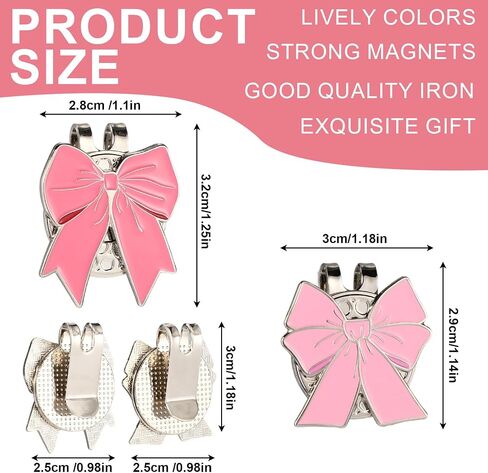 2pcs Magnetic Golf Ball Markers, Pink Bow Golf Ball Marker Hat Clip Strong Magnetic Cute Decoration Accessory for Hat Bags Women Golfer in Saudi Arabia