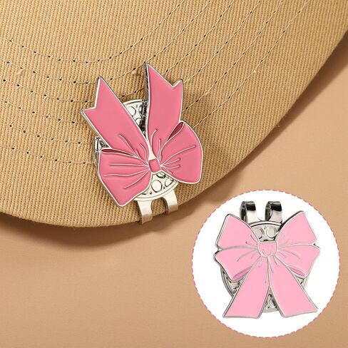 2pcs Magnetic Golf Ball Markers, Pink Bow Golf Ball Marker Hat Clip Strong Magnetic Cute Decoration Accessory for Hat Bags Women Golfer in Saudi Arabia