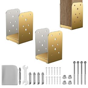6×6 Post Base Stainless Steel Deck Base Adjustable Post Brackets 6 Pcs Inside Dimensions (5.3×5.3 Inch) for Vertical Wooden Posts Patio Fences Handheld Support Brackets Etc in Saudi Arabia