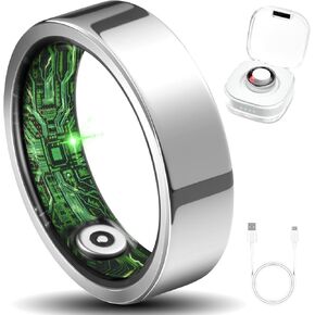 Smart Ring for Women Men Fitness Ring with Step Counting, Heart Rate, Blood Oxygen, Pressure Monitoring, Sleep Monitoring, IP68 Waterproof for iPhone and Android, No Subscription Fee,Silver 7# in Kuwait