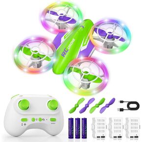 LED RC بدون طيار للأطفال 6+ ، هدية عيد ميلاد عيد الميلاد للبنين والبنات مع البطاريات البعيدة ، تقلبات 360 درجة ، 3 أوضاع السرعة ، 45 دقيقة الطيران الداخلي والخارج in Kuwait