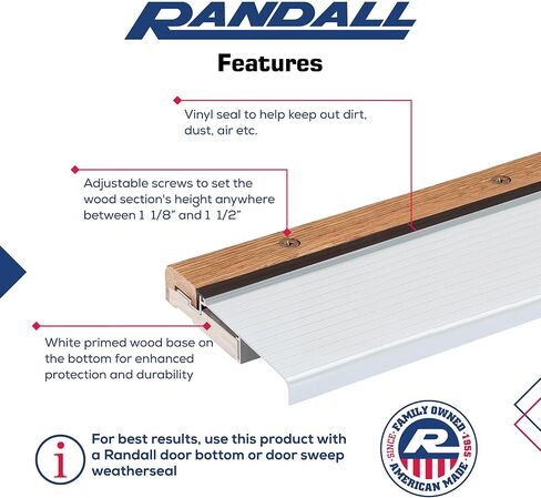 Exterior Inswing Threshold | Oak & Aluminum Adjustable Sill with Wood Base | 5 3/4" Wide | 3 Feet Long | Adjusts from 1 1/8" to 1 1/2" High | Brown Aluminum | Primed Wood Base in Saudi Arabia