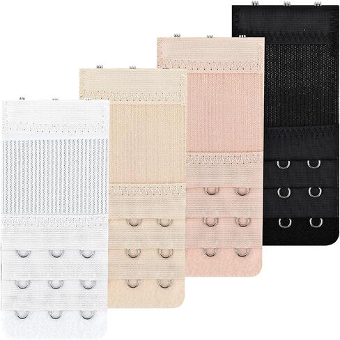 4 Packs Women's Bra Extenders 3 Hooks Bra Strap Extender Soft Lady's Bra-Extensions 3 Hook (Black) in Saudi Arabia