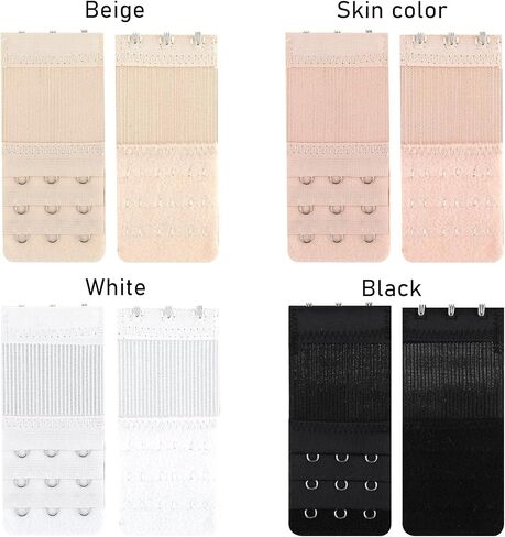 4 Packs Women's Bra Extenders 3 Hooks Bra Strap Extender Soft Lady's Bra-Extensions 3 Hook (Black) in Saudi Arabia