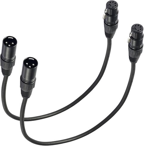 MFL. 3 Pin to 5 Pin DMX Adapter (3 Pin Male to 5 Pin Female) Signal XLR DMX 3-Pin-to-5-Pin Wire for Stage Lighting Microphone Adapter, 110 Ohms Impedance, Black, 6 Inches Each, Pack of 2 in Kuwait