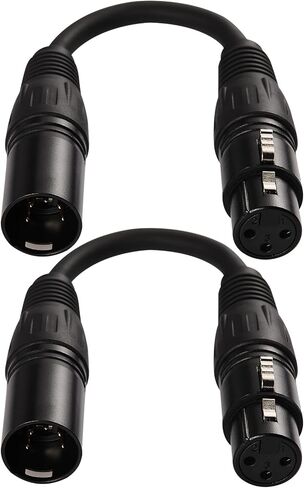 MFL. 3 Pin to 5 Pin DMX Adapter (3 Pin Male to 5 Pin Female) Signal XLR DMX 3-Pin-to-5-Pin Wire for Stage Lighting Microphone Adapter, 110 Ohms Impedance, Black, 6 Inches Each, Pack of 2 in Kuwait