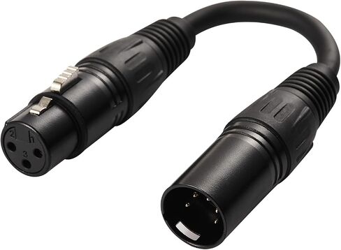 MFL. 3 Pin to 5 Pin DMX Adapter (3 Pin Male to 5 Pin Female) Signal XLR DMX 3-Pin-to-5-Pin Wire for Stage Lighting Microphone Adapter, 110 Ohms Impedance, Black, 6 Inches Each, Pack of 2 in Kuwait