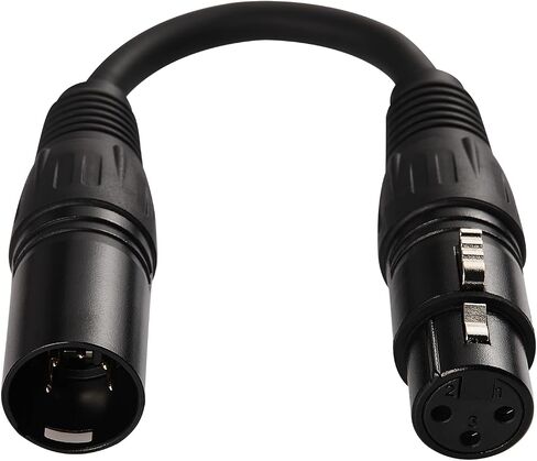 MFL. 3 Pin to 5 Pin DMX Adapter (3 Pin Male to 5 Pin Female) Signal XLR DMX 3-Pin-to-5-Pin Wire for Stage Lighting Microphone Adapter, 110 Ohms Impedance, Black, 6 Inches Each, Pack of 2 in Kuwait