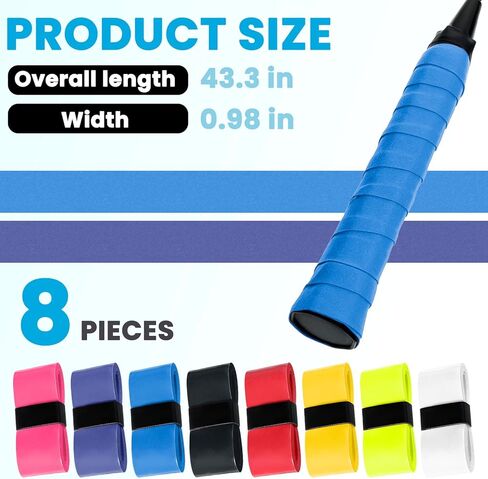 8 Pcs Tennis Racket Grip Tape, Tacky Non-Slip Badminton Rackets Grip Tape, Sweat-Absorbing Cushion Wrap Head Grips Racket Cover for Tennis, Golf, Baseball, Bat, Universal Grips Tapes in Saudi Arabia