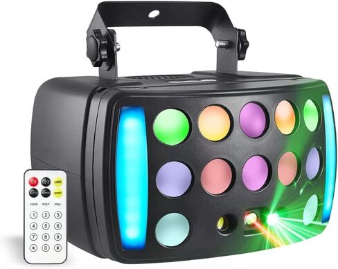 DJ Lights Party Light, Stage Disco Light 4 in 1 RGBW Derby Beam, Led Strobe, Remote & DMX Control Perfect for Wedding Bar Club Disco Party Festival Stage & DJ Lighting, Black in Saudi Arabia