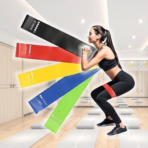 Resistance Loop Exercise Bands Set with Guide and Carry Bag - Durable, 5 Sets of Multi-Level Strength Bands for Fitness, Stretching, and Strength Workouts in Saudi Arabia