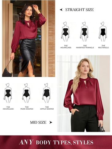 GRACE KARIN Women's Dressy Business Casual Tops Long Sleeve Shirts Satin Silk Blouse Work Office Fall Outfits 2025 in Saudi Arabia
