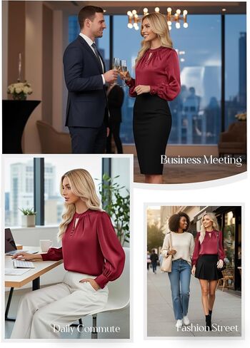 GRACE KARIN Women's Dressy Business Casual Tops Long Sleeve Shirts Satin Silk Blouse Work Office Fall Outfits 2025 in Saudi Arabia