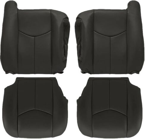 4PCS Driver & Passenger Bottom & Top Lean Back Leather Seat Covers Light Gray #922 or 92i Compatible with Chevy Silverado Suburban Avalanche GMC Sierra Tahoe Yukon 2003 2004 2005 2006 in Saudi Arabia