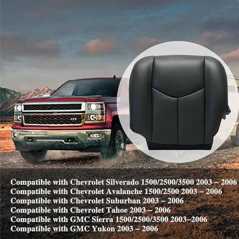 4PCS Driver & Passenger Bottom & Top Lean Back Leather Seat Covers Light Gray #922 or 92i Compatible with Chevy Silverado Suburban Avalanche GMC Sierra Tahoe Yukon 2003 2004 2005 2006 in Saudi Arabia