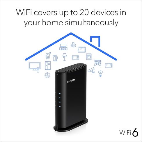 NetGear WiFi 6 Router (R6700AXV3) - ميزات الأمان ، السرعة اللاسلكية AX1800 (تصل إلى 1.8 جيجابت في الثانية) - تغطي ما يصل إلى 1500 قدم مربع ، 20 جهازًا in Kuwait