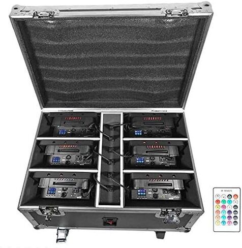 Rockville Best Pack 60 (6) Black 54W Battery Wash Lights, RGBWA+UV, Wireless DMX, Charging Case, Long-Life Battery, LCD Display, for DJs and Events in Saudi Arabia