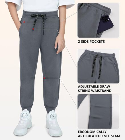 MERIDIANO 2 Pack Boys Joggers Lightweight Athletic Pants with Cloud Soft Air Fabric for Kids Youth with Drawstring Size 5-16 in Saudi Arabia