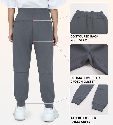 MERIDIANO 2 Pack Boys Joggers Lightweight Athletic Pants with Cloud Soft Air Fabric for Kids Youth with Drawstring Size 5-16 in Saudi Arabia