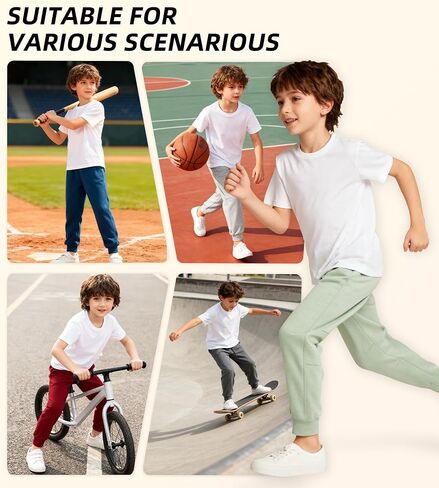 MERIDIANO 2 Pack Boys Joggers Lightweight Athletic Pants with Cloud Soft Air Fabric for Kids Youth with Drawstring Size 5-16 in Saudi Arabia