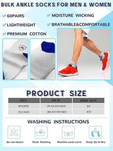 60 Pairs Mens Socks Bulk Homeless Thermal Moisture Wicking Sports Crew Ankle Sock for Men Unisex in Saudi Arabia
