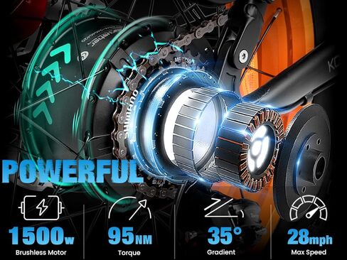 Cyrusher 20Inch Aluminum Electric Bike | Kommoda EBike 1500w 28Mph | 48V20Ah 75Miles | Air Suspension | Hydraulic Disc Brakes in Saudi Arabia