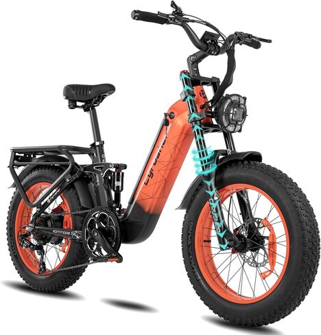 Cyrusher 20Inch Aluminum Electric Bike | Kommoda EBike 1500w 28Mph | 48V20Ah 75Miles | Air Suspension | Hydraulic Disc Brakes in Saudi Arabia