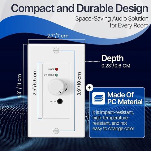 TNP in-Wall Bluetooth Receiver Amplifier, 4-Channel Wall Plate with AUX in Kuwait