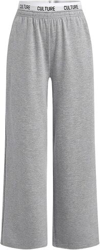 OYOANGLE Girl's Letter Tape Elastic Waist Wide Leg Sweatpants Y2K Workout Baggy Pants with Pocket in Saudi Arabia