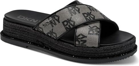 DKNY Women's Berris Criss Cross Espadrille Platform Sandal with Logo Flat in Saudi Arabia