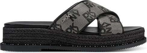 DKNY Women's Berris Criss Cross Espadrille Platform Sandal with Logo Flat in Saudi Arabia