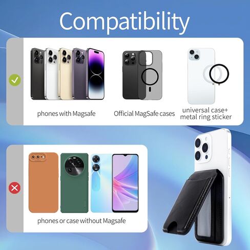 لمحفظة Magsafe ، محفظة مغناطيسية أقوى لأجهزة iPhone ، محفظة حامل البطاقة 5 ، محفظة من الجلد النباتي RFID لأجهزة iPhone 16/15/14/13/20 in Kuwait