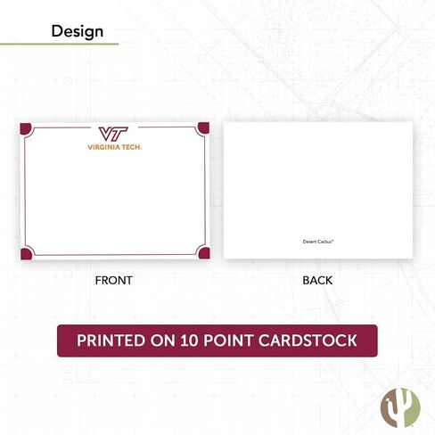 Desert Cactus Virginia Tech 10 Pack Notecards Stationery Cardstock Hokies VT Includes Envelopes Memo Party Thank You (Notecard 4b) in Saudi Arabia