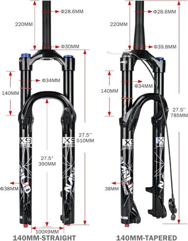 Bicycle Fork Suspension X9 PRO 34MM 26 27.5" 29inch MTB Bike Fork Damping Oil & Gas Fork Manual Control Lock 140/160MM in Saudi Arabia