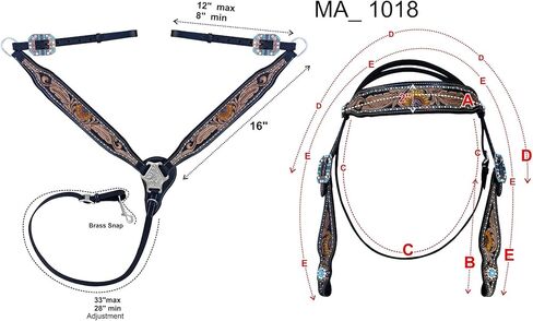 Majestic Ally Hand-Tooled Designer Padded Leather Horse Browband Headstall Breastcollar Set, Browband Headstall, Breastcollar in Saudi Arabia