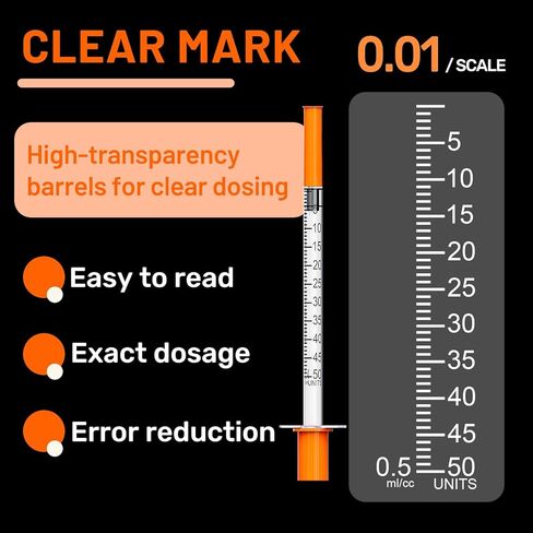 u-100 1ml 29g حقنة مع 1/4 بوصة (6 مم) 1cc مختبر محاقن مربع ملفوف بشكل فردي من 25 in Kuwait