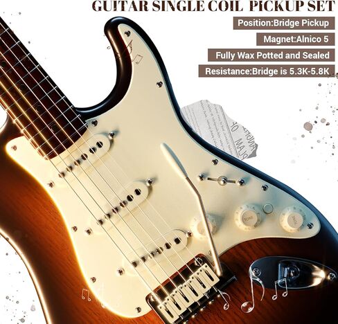 Pro Flat Pole Alnico 5 جسر ملفوف واحد/52 مم لاقط 7.2K للجيتار الكهربائي على طراز Strat، أبيض منخفض الضوضاء in Kuwait