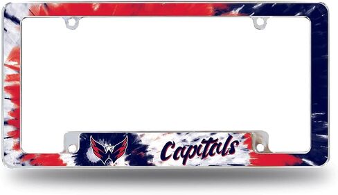 NHL Hockey Washington Capitals Tie Dye 12" x 6" Chrome All Over Automotive License Plate Frame for Car/Truck/SUV in Saudi Arabia