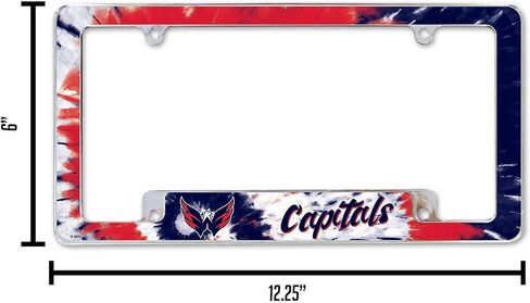 NHL Hockey Washington Capitals Tie Dye 12" x 6" Chrome All Over Automotive License Plate Frame for Car/Truck/SUV in Saudi Arabia