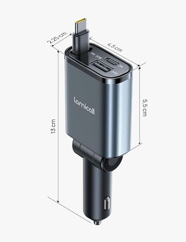 Lamicall Retractable Car Charger 3 in 1 USB C Fast Charging [Ultra-Compact, 75% Less Space] 57W Type C Car Charger fit iPhone 16 16e 15 Pro Max Plus Samsung Galaxy S25 S24 Ultra Pixel Android in Saudi Arabia