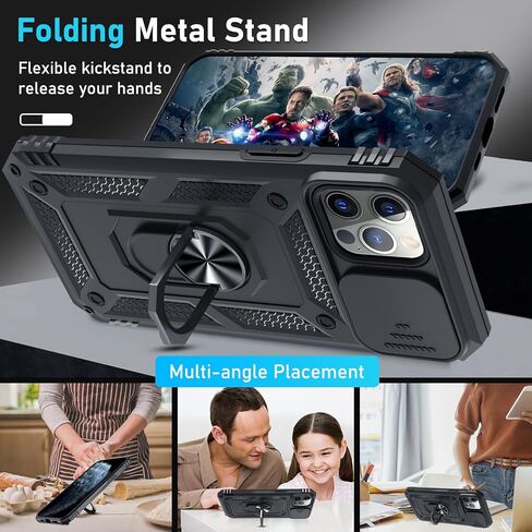 Janmitta for iPhone 16E Case مدمجة في غطاء عدسة الكاميرا الشريحة+واقي الشاشة ، وغطاء الهاتف الثقيل للهاتف الكامل للجسم مع حامل حلقة الإصبع Kickstand ، 2025 Purple in Kuwait