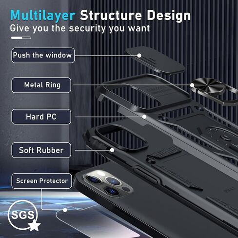Janmitta for iPhone 16E Case مدمجة في غطاء عدسة الكاميرا الشريحة+واقي الشاشة ، وغطاء الهاتف الثقيل للهاتف الكامل للجسم مع حامل حلقة الإصبع Kickstand ، 2025 Purple in Kuwait