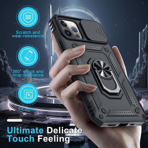 Janmitta for iPhone 16E Case مدمجة في غطاء عدسة الكاميرا الشريحة+واقي الشاشة ، وغطاء الهاتف الثقيل للهاتف الكامل للجسم مع حامل حلقة الإصبع Kickstand ، 2025 Purple in Kuwait