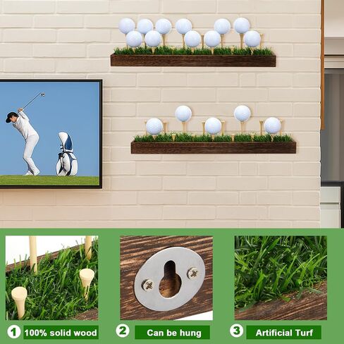 Golf Ball Display Rack Floating Shelf Solid Wood Shelf Rack Wall Mounted Golf Ball Holder up to 15 in Saudi Arabia