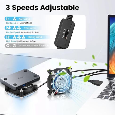 GDSTIME Dual 80mm x 15mm USB Fan with 3 Speed Control, 5V DC Brushless Small PC Computer Case Cooling Fans in Saudi Arabia